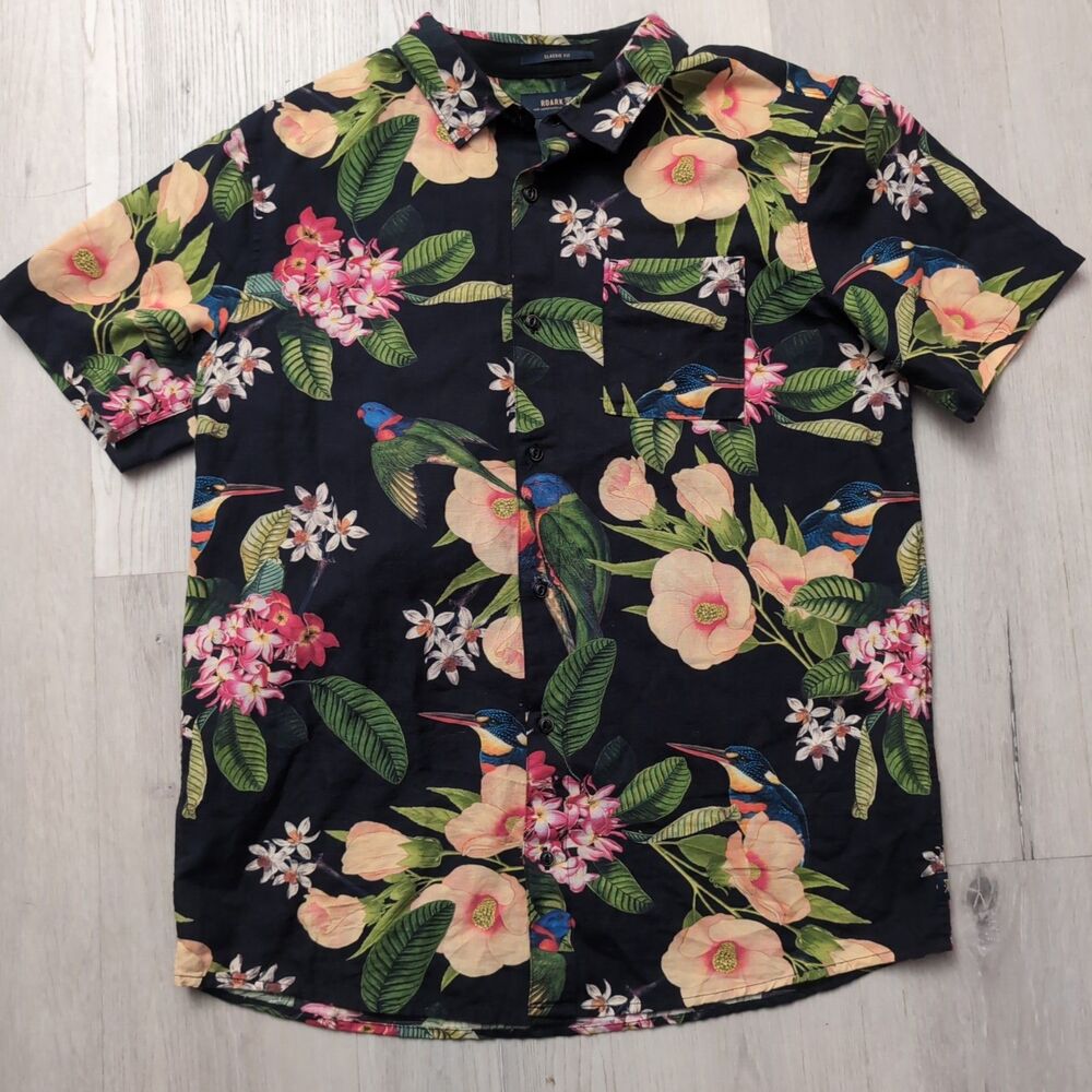 Roark Hawaiian Shirt Men's Size Large Multi Short Sleeve Roark Shirt